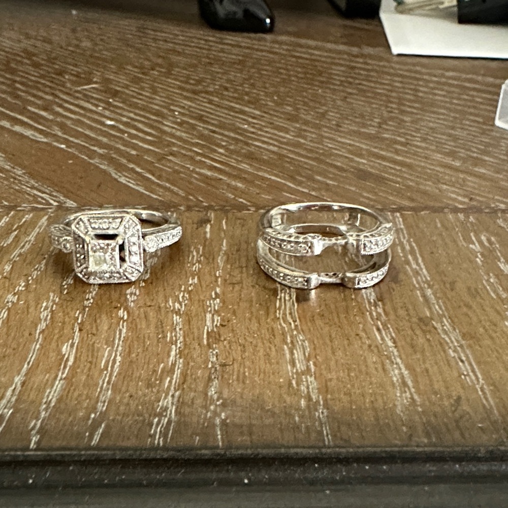 14 k White gold 2 pc wedding band purchased in zales .